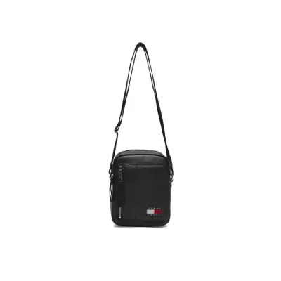 Sac reporter Tommy Hilfiger MODERN METALLIC LOGO AM0AM13138-BDS noir avec bandoulière ajustable