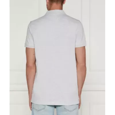 Polo homme Tommy Jeans SLIM PLACKET POLO DM0DM18312-P9V gris en coton piqué coupe slim avec écusson poitrine