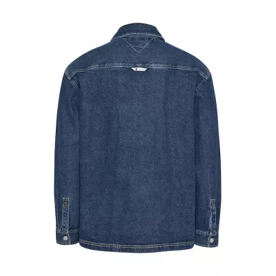 Chemise homme Tommy Jeans ESSENTIAL DENIM SHIRT DM0DM18328-1A4 bleue en denim 100 % coton coupe relaxed fit manches longues