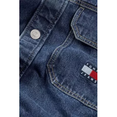 Chemise homme Tommy Jeans ESSENTIAL DENIM SHIRT DM0DM18328-1A4 bleue en denim 100 % coton coupe relaxed fit manches longues
