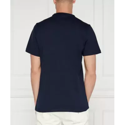T-shirt homme Tommy Jeans RIB DETAIL SLIM FIT DM0DM18649-C1G bleu marine en coton avec drapeau poitrine coupe ajustée
