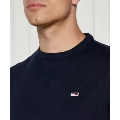 T-shirt homme Tommy Jeans RIB DETAIL SLIM FIT DM0DM18649-C1G bleu marine en coton avec drapeau poitrine coupe ajustée