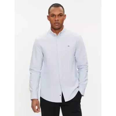 Chemise homme Tommy Jeans ENTRY REGULAR OXFORD DM0DM19134-C3S bleue en coton avec col boutonné coupe classique