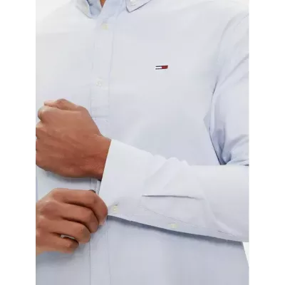 Chemise homme Tommy Jeans ENTRY REGULAR OXFORD DM0DM19134-C3S bleue en coton avec col boutonné coupe classique