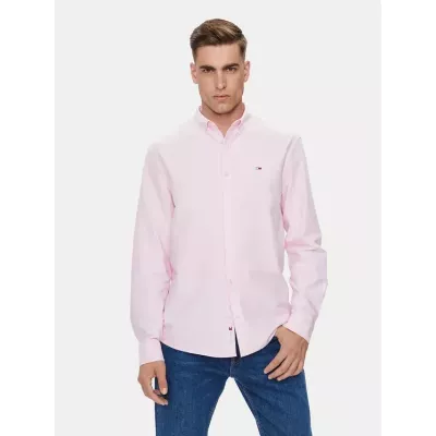 Chemise homme Tommy Jeans ENTRY REGULAR OXFORD DM0DM19134-THA rose en coton avec col boutonné coupe classique