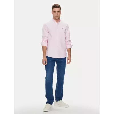 Chemise homme Tommy Jeans ENTRY REGULAR OXFORD DM0DM19134-THA rose en coton avec col boutonné coupe classique