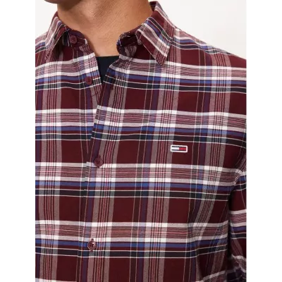 Chemise homme Tommy Jeans REGULAR OXFORD CHECK DM0DM19648-VLP multicolore en coton à carreaux coupe regular manches longues