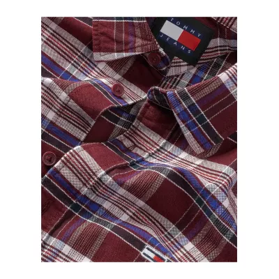 Chemise homme Tommy Jeans REGULAR OXFORD CHECK DM0DM19648-VLP multicolore en coton à carreaux coupe regular manches longues