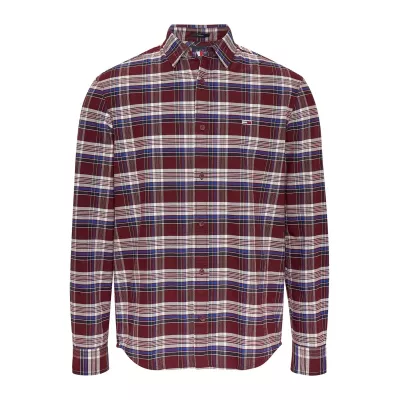 Chemise homme Tommy Jeans REGULAR OXFORD CHECK DM0DM19648-VLP multicolore en coton à carreaux coupe regular manches longues