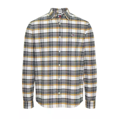 Chemise homme Tommy Jeans REGULAR OXFORD CHECK DM0DM19648-YBH multicolore en coton à carreaux coupe regular manches longues