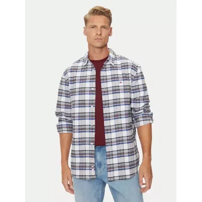 Chemise homme Tommy Jeans REGULAR OXFORD CHECK DM0DM19648-YBR multicolore en coton à carreaux coupe regular manches longues