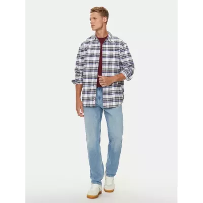 Chemise homme Tommy Jeans REGULAR OXFORD CHECK DM0DM19648-YBR multicolore en coton à carreaux coupe regular manches longues