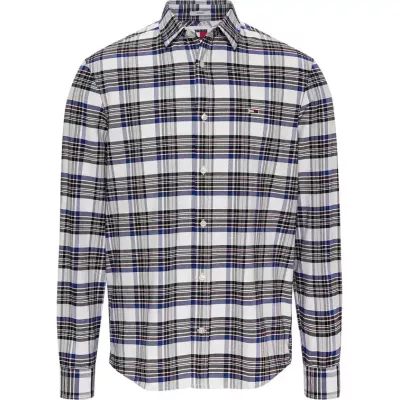 Chemise homme Tommy Jeans REGULAR OXFORD CHECK DM0DM19648-YBR multicolore en coton à carreaux coupe regular manches longues