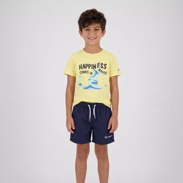 ENSEMBLE GARÇON T-SHIRT & SHORT JAUNE & BLEU MARINE