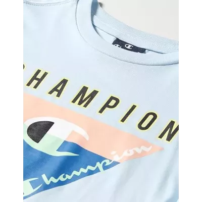 Ensemble enfant CHAMPION bleu avec t-shirt manches courtes et short assorti 306793-BS135