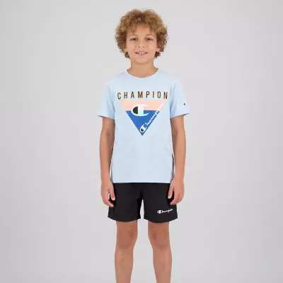 Ensemble enfant CHAMPION bleu avec t-shirt manches courtes et short assorti 306793-BS135