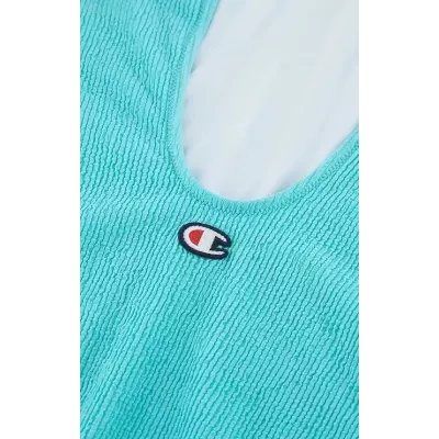 Maillot de bain femme Champion SWIMMING SUIT 117260-PS182 bleu ciel avec tissu extensible et logo brodé