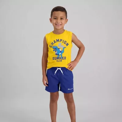 Ensemble garçon CHAMPION jaune avec débardeur short motif dinosaure bleu 306794-YS011