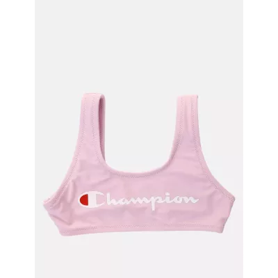 Bikini fille CHAMPION rose 2 pièces stretch avec logo devant 404982-PS013