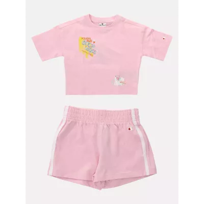Ensemble fille CHAMPION rose avec t-shirt manches courtes et short assorti 404929-PS013