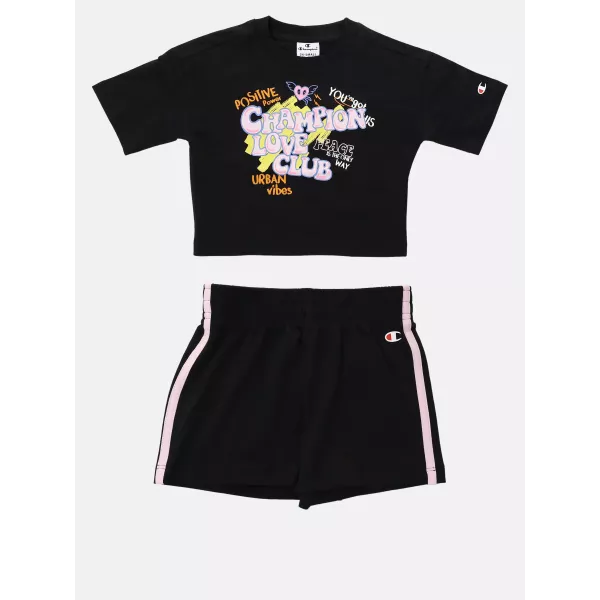 ENSEMBLE FILLE T-SHIRT & SHORT NOIR