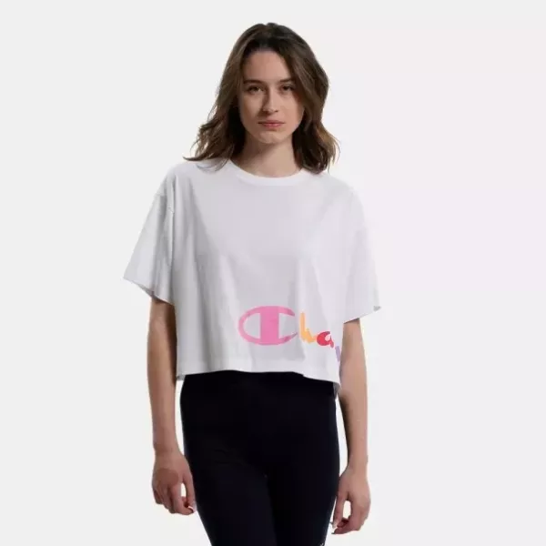 CREWNECK CROPTOP T-SHIRT FEMME BLANC