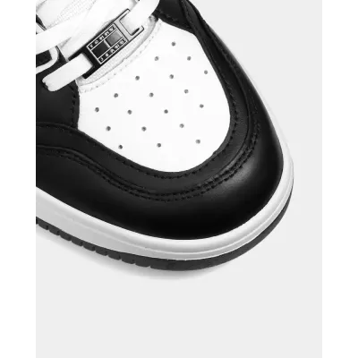 Sneakers homme Tommy Jeans RETRO CUPSOLE EM0EM01464-BDS noires en cuir avec semelle cupsole épaisse et logo latéral