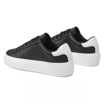 Sneakers homme Tommy Jeans LEATHER OUTSOLE EM0EM01159-BDS noires en cuir avec lacets semelle caoutchouc bout arrondi