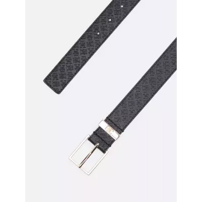 Ceinture Tommy Hilfiger TH SQUARE MONOGRAM 3 AW0AW16834-BDS noire en cuir avec monogramme TH et boucle carrée métal largeur 3 cm