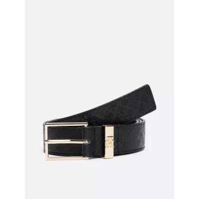 Ceinture Tommy Hilfiger TH SQUARE MONOGRAM 3 AW0AW16834-BDS noire en cuir avec monogramme TH et boucle carrée métal largeur 3 cm