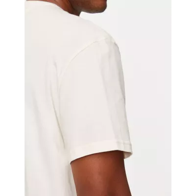 T-shirt homme Tommy Jeans GOLD CREST DM0DM19690-YBH blanc en coton avec logo brodé poitrine coupe régulière