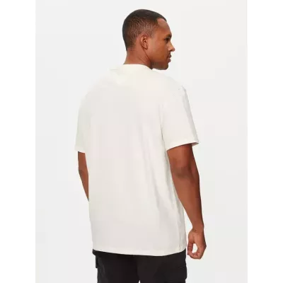 T-shirt homme Tommy Jeans GOLD CREST DM0DM19690-YBH blanc en coton avec logo brodé poitrine coupe régulière