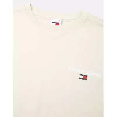 T-shirt homme Tommy Jeans LINEAR PRINT REGULAR DM0DM19691-ACG blanc en coton avec imprimé coupe regular