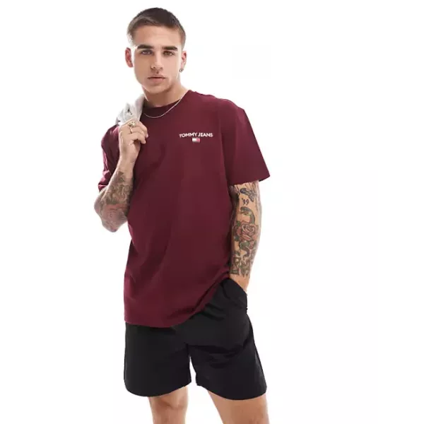 T-SHIRT HOMME LINEAR PRINT REGULAR BORDEAUX
