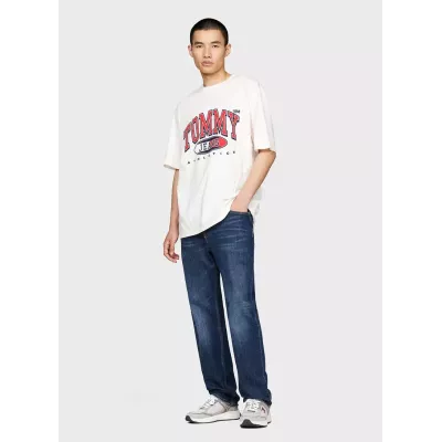 T-shirt homme Tommy Jeans OVERSIZED TWIST DM0DM20080-YBH blanc en coton coupe oversized avec logo signature