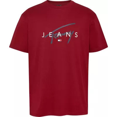 T-shirt homme Tommy Jeans T-SHIRT SIGNATURE TWIST DM0DM19683-XIT rouge en coton avec logo signature sur le devant