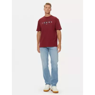 T-shirt homme Tommy Jeans T-SHIRT SIGNATURE TWIST DM0DM19683-XIT rouge en coton avec logo signature sur le devant
