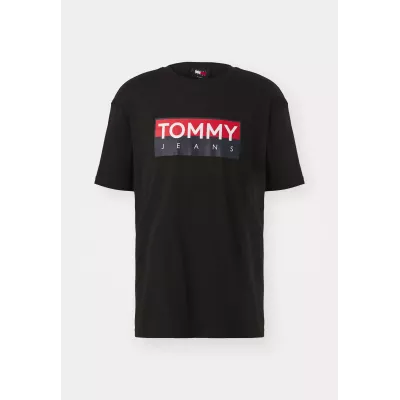 T-shirt homme Tommy Jeans Regular Fit DM0DM19684-BDS noir en coton 100 % coupe regular confortable