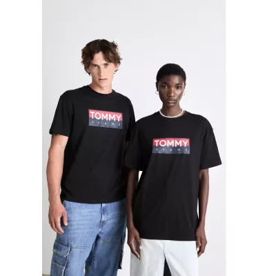 T-shirt homme Tommy Jeans Regular Fit DM0DM19684-BDS noir en coton 100 % coupe regular confortable