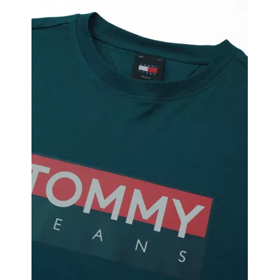 T-shirt homme Tommy Jeans Regular Fit DM0DM19684-CWG bleu marine en coton 100 % coupe regular confortable