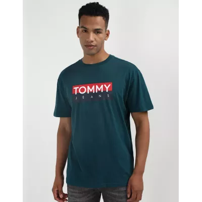 T-shirt homme Tommy Jeans Regular Fit DM0DM19684-CWG bleu marine en coton 100 % coupe regular confortable