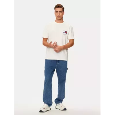T-shirt homme Tommy Jeans FUN NOVELTY REGULAR FIT DM0DM19686-YBH blanc en coton avec logo poitrine coupe régulière