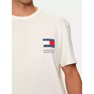 T-shirt homme Tommy Jeans FUN NOVELTY REGULAR FIT DM0DM19686-YBH blanc en coton avec logo poitrine coupe régulière