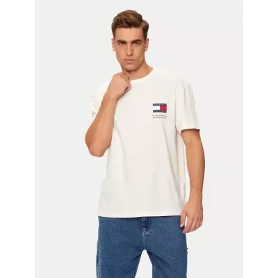 T-shirt homme Tommy Jeans FUN NOVELTY REGULAR FIT DM0DM19686-YBH blanc en coton avec logo poitrine coupe régulière