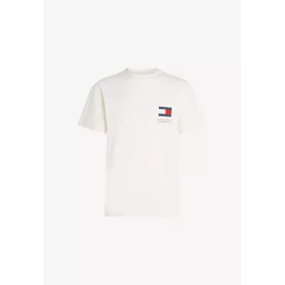 T-shirt homme Tommy Jeans FUN NOVELTY REGULAR FIT DM0DM19686-YBH blanc en coton avec logo poitrine coupe régulière