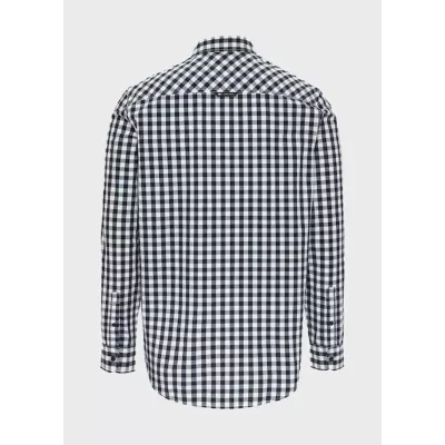 Chemise homme Tommy Hilfiger REGULAR POPLIN CHECK DM0DM19655-C1G bleu marine en coton manches courtes motif carreaux