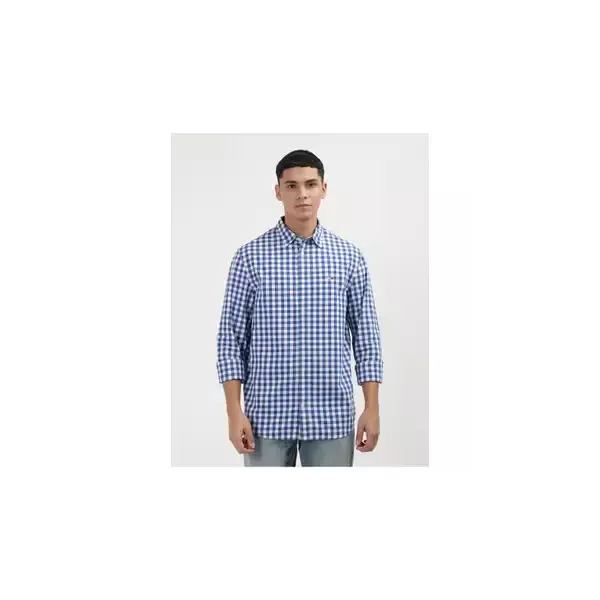 CHEMISE HOMME REGULAR POPLIN CHECK BLEUE