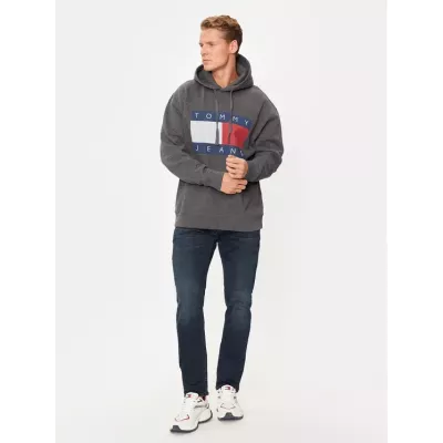 Jean homme Tommy Jeans SCANTON SLIM FIT DM0DM20386-1BK bleu marine en denim stretch coupe slim avec effet délavé vintage