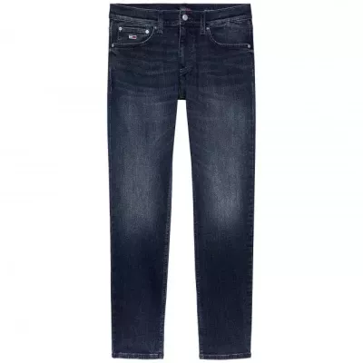 Jean homme Tommy Jeans SCANTON SLIM FIT DM0DM20386-1BK bleu marine en denim stretch coupe slim avec effet délavé vintage