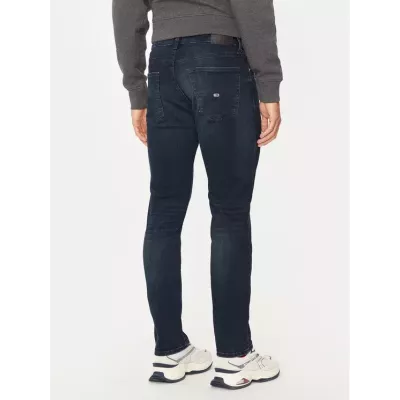 Jean homme Tommy Jeans SCANTON SLIM FIT DM0DM20386-1BK bleu marine en denim stretch coupe slim avec effet délavé vintage